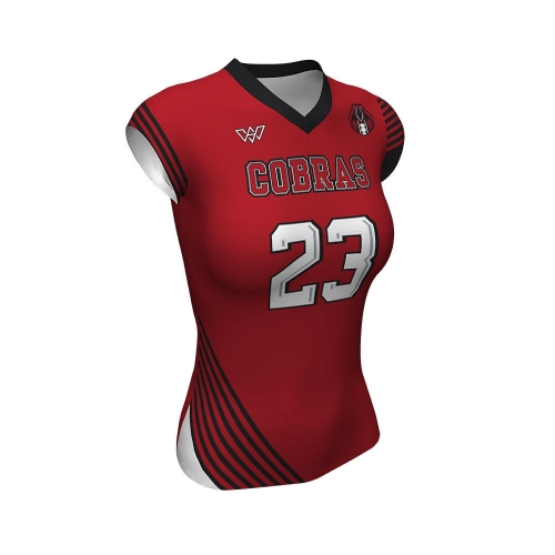 Custom Girls Fitted Cap Sleeve Volleyball Jersey